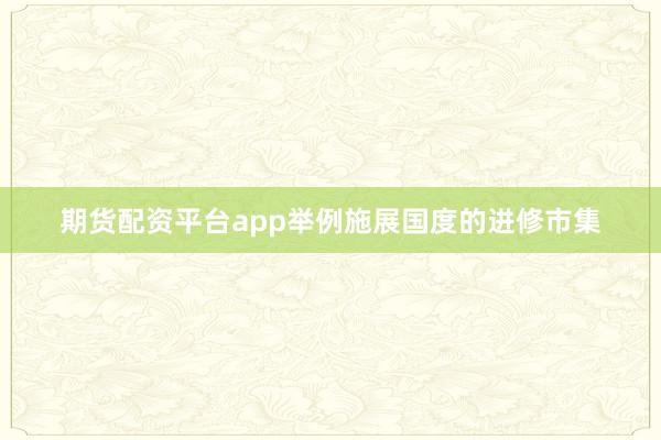 期货配资平台app举例施展国度的进修市集