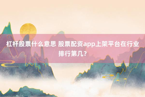 杠杆股票什么意思 股票配资app上架平台在行业排行第几？