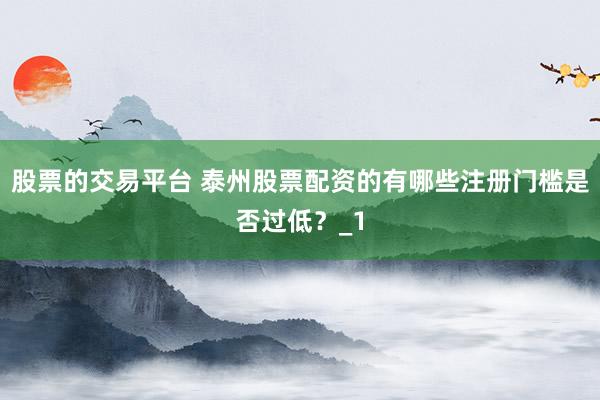 股票的交易平台 泰州股票配资的有哪些注册门槛是否过低？_1